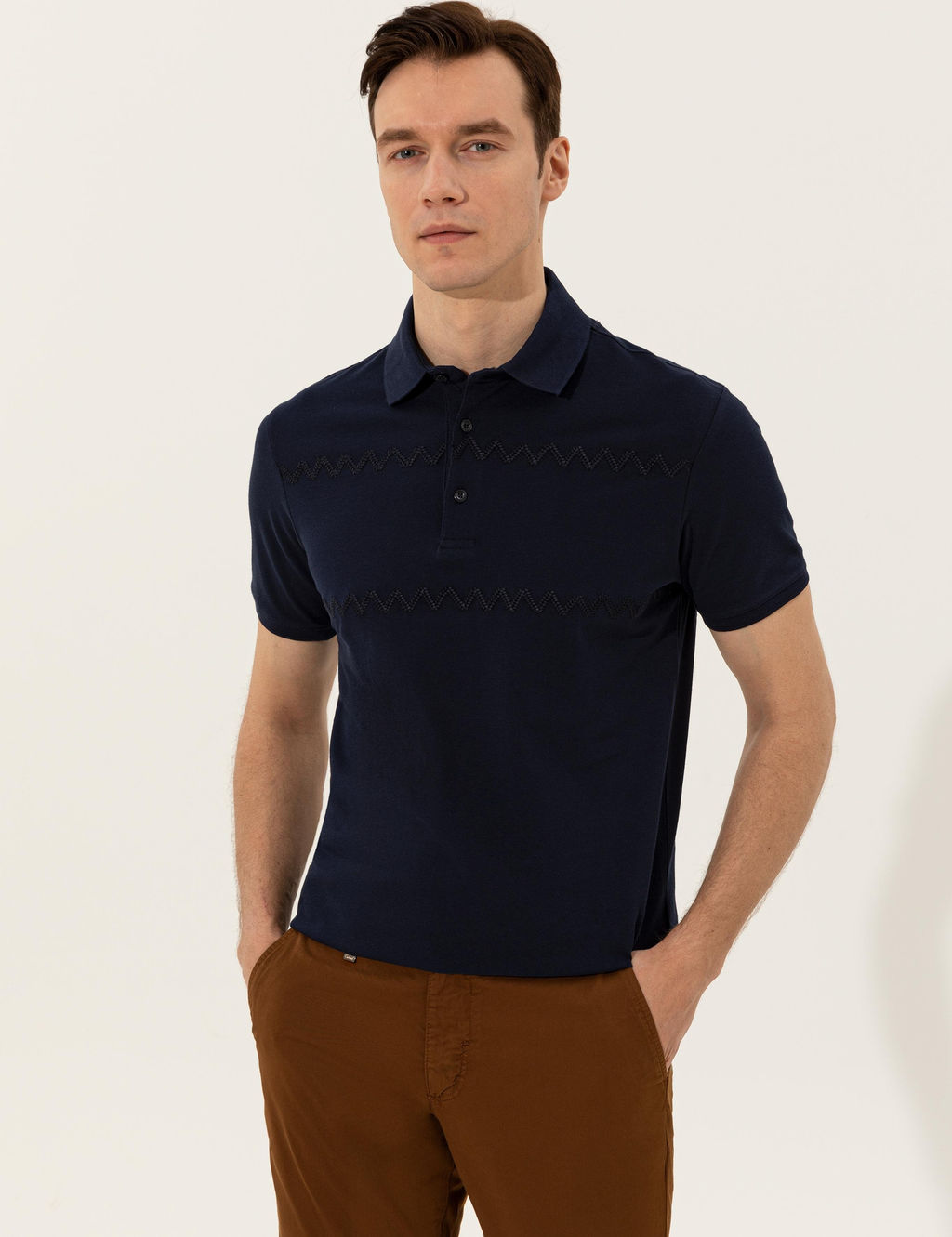 Lacivert Polo Yaka Slim Fit T-Shirt - Cacharel фото 3