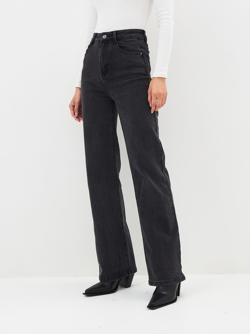 Женские джинсы широкие с высокой посадкой - Mossmore фото 46