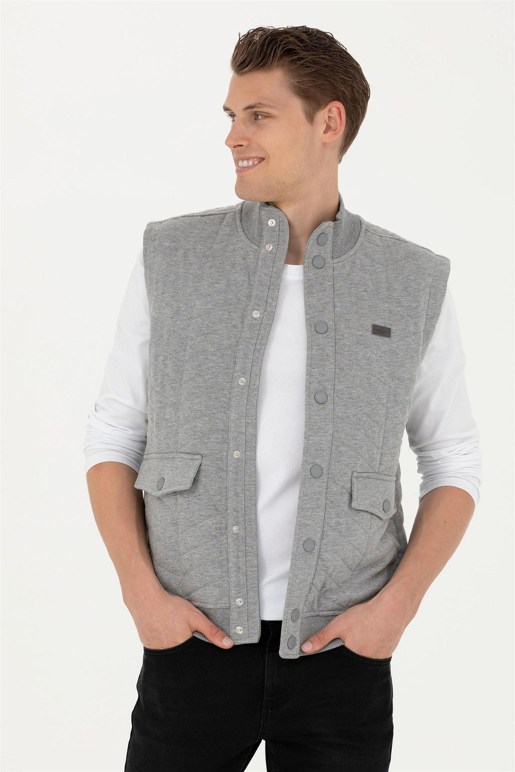 Мужской серый меланжевый вязаный кардиган - U.s. polo assn фото 8