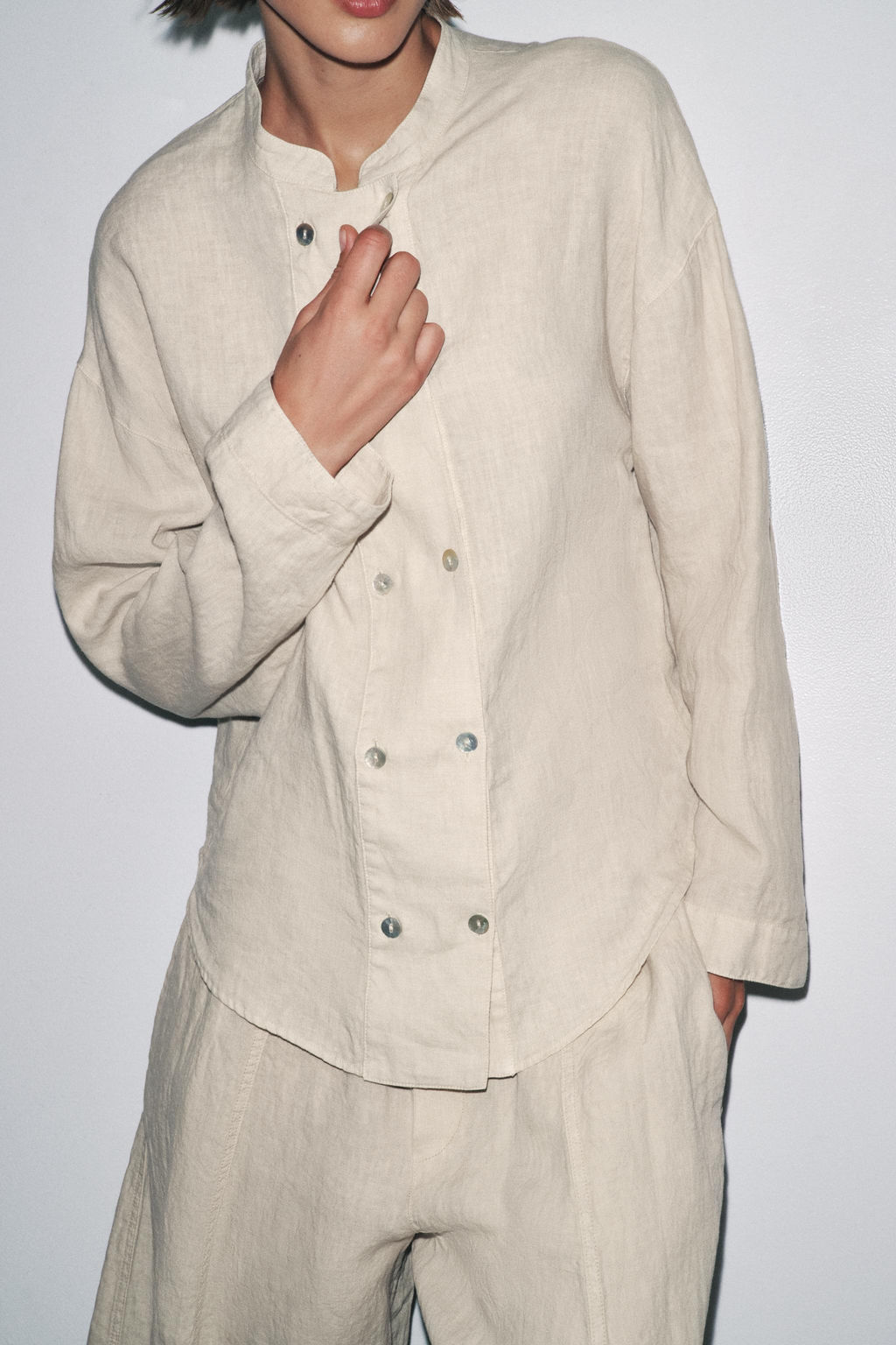 100% LINEN OVERSHIRT ZW COLLECTION - Zara фото 3