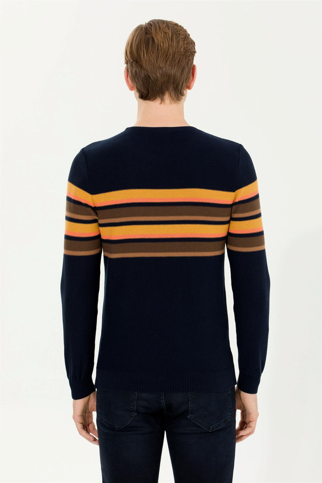 U. S. Polo Assn Мужской темно-синий трикотажный свитер с круглым вырезом - U.s. polo assn фото 12