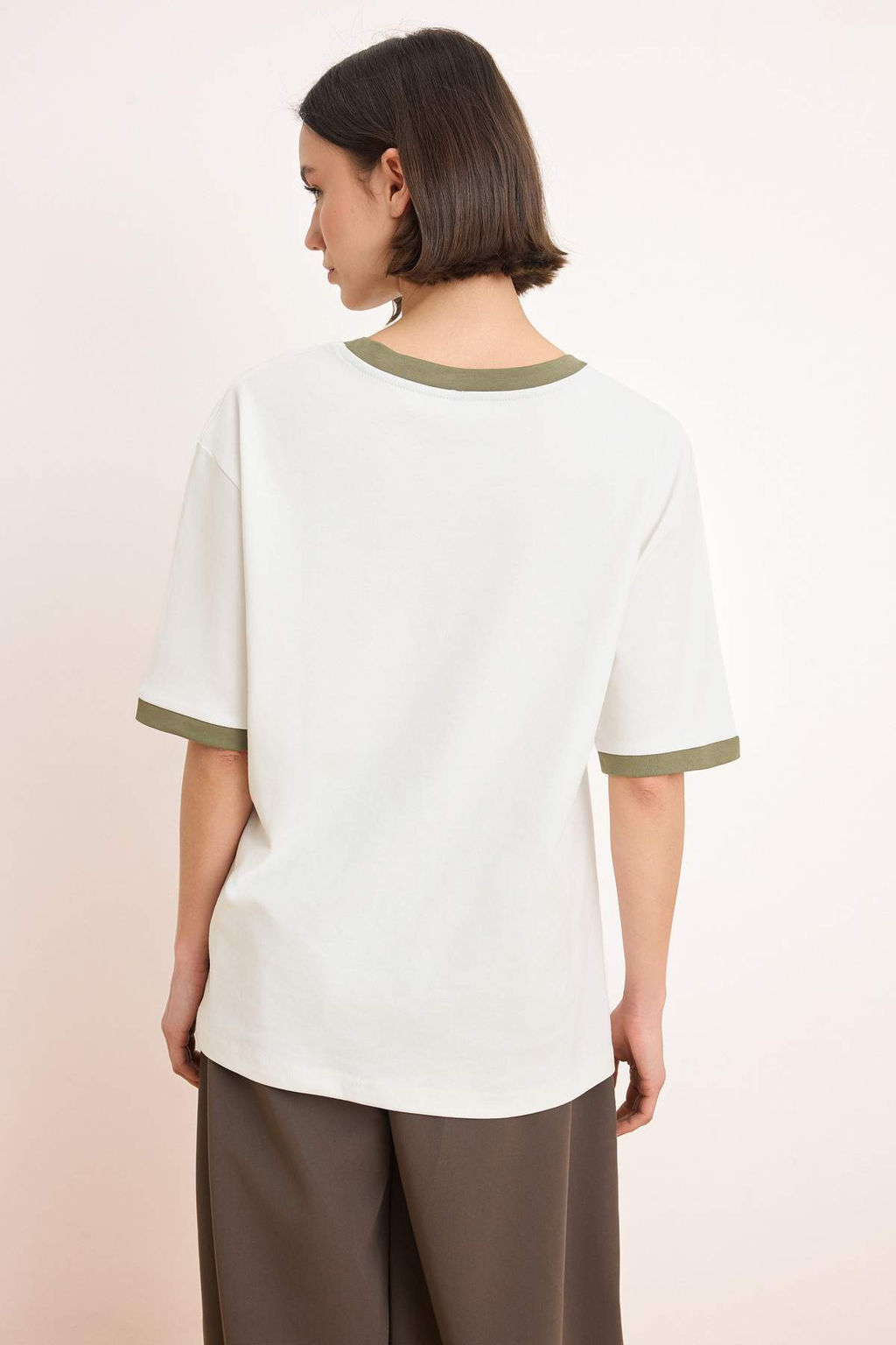 Ac?k Sar? Slogan Oversize/Genis Kal?p Dusuk Kol K?sa Kollu %100 Pamuk Orme T-Shirt TWOSS26TS00193 - Trendyolmilla фото 8