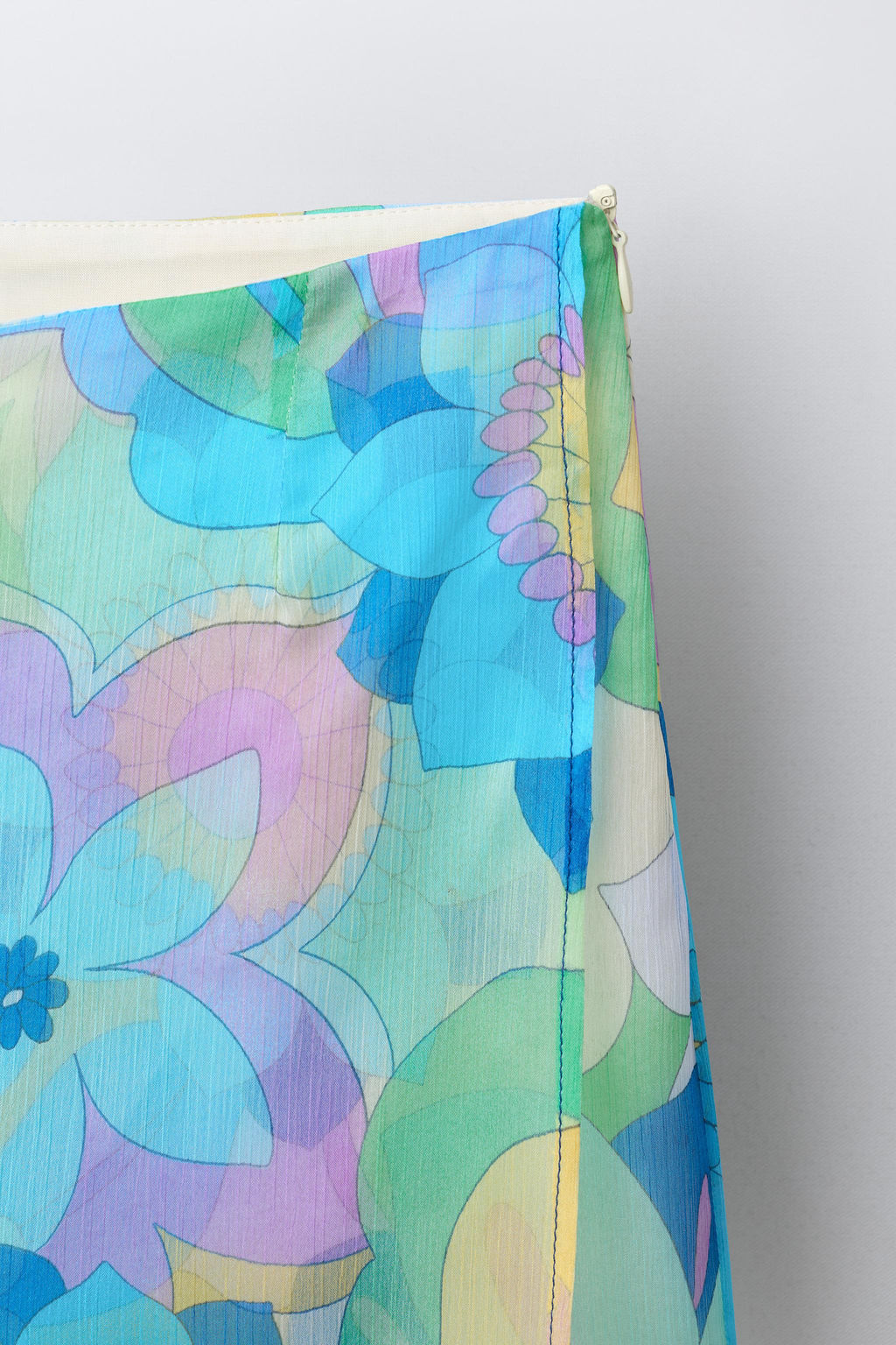 PANTAL?N WIDE LEG FALDA ESTAMPADO / Verde agua - Zara фото 3