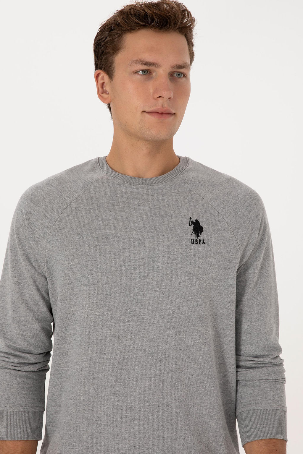 Erkek Gri Melanj Basic Sweatshirt