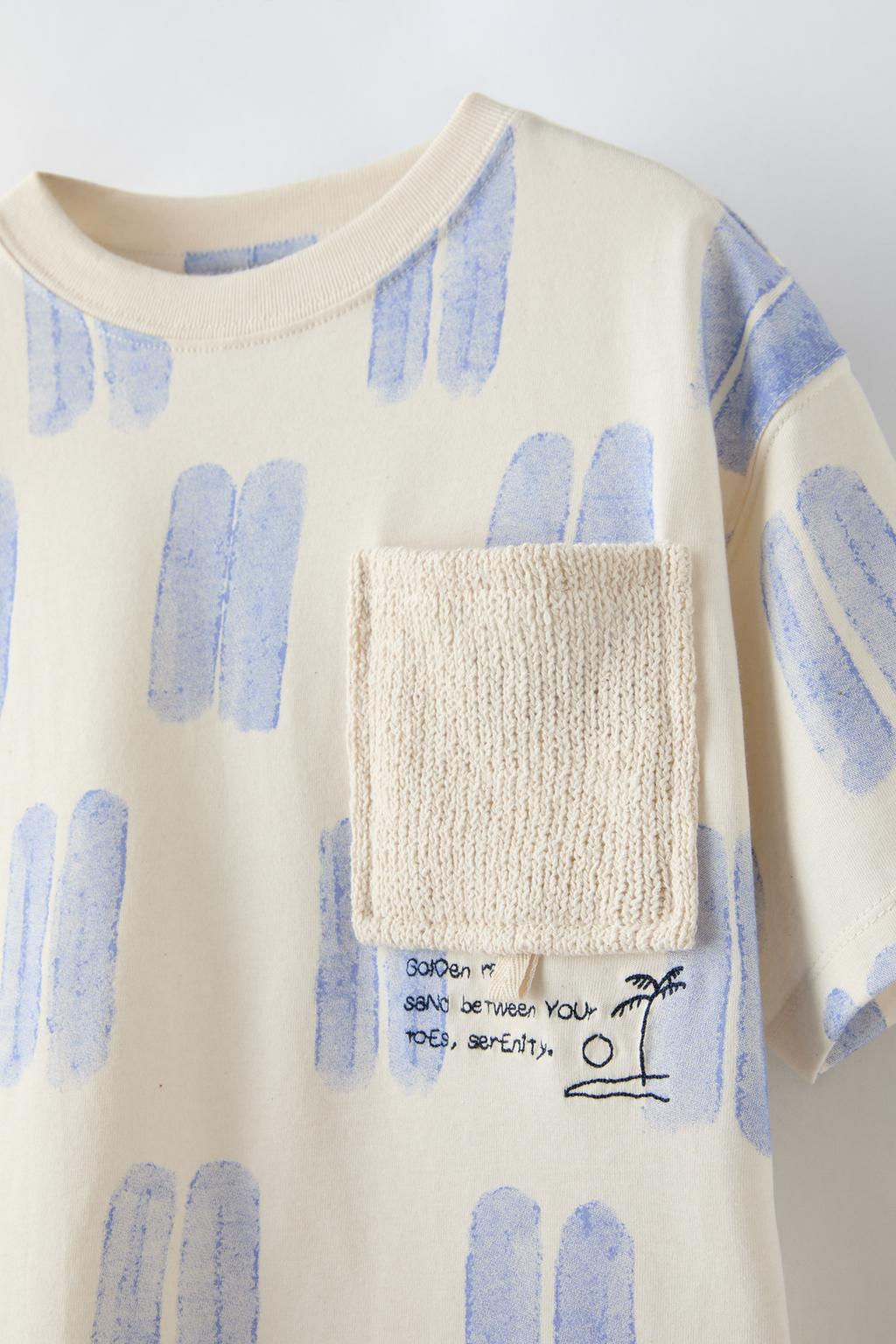 T-SHIRT WITH CROCHET POCKET - Zara фото 3