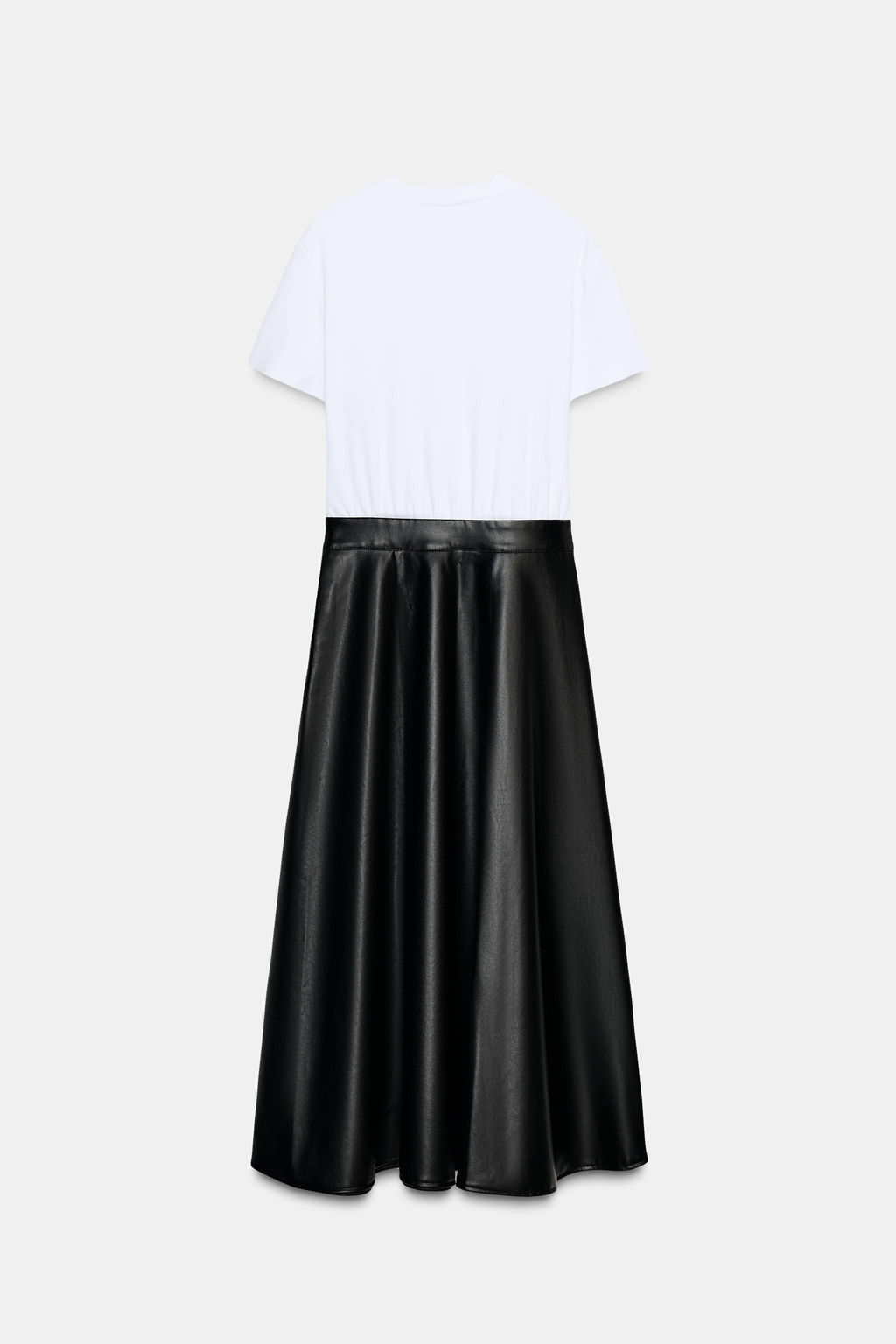 CONTRAST MIDI DRESS WITH LEATHER EFFECT SKIRT - Zara фото 7