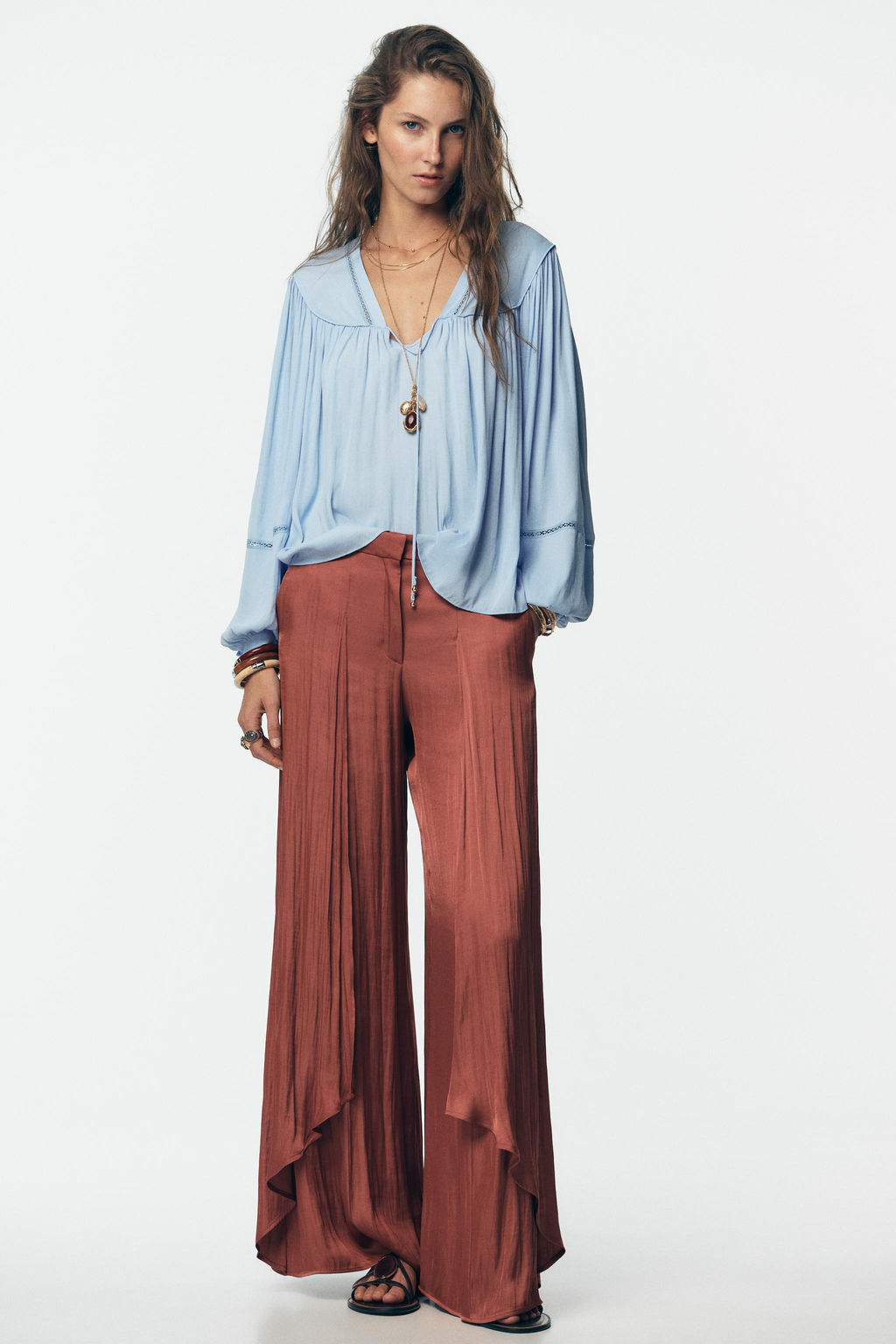 LADDER STITCH FLOWING BLOUSE