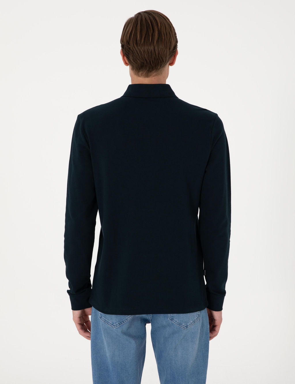 Lacivert Slim Fit K_vr_lmaz Polo Yaka Basic Pike Sweatshirt