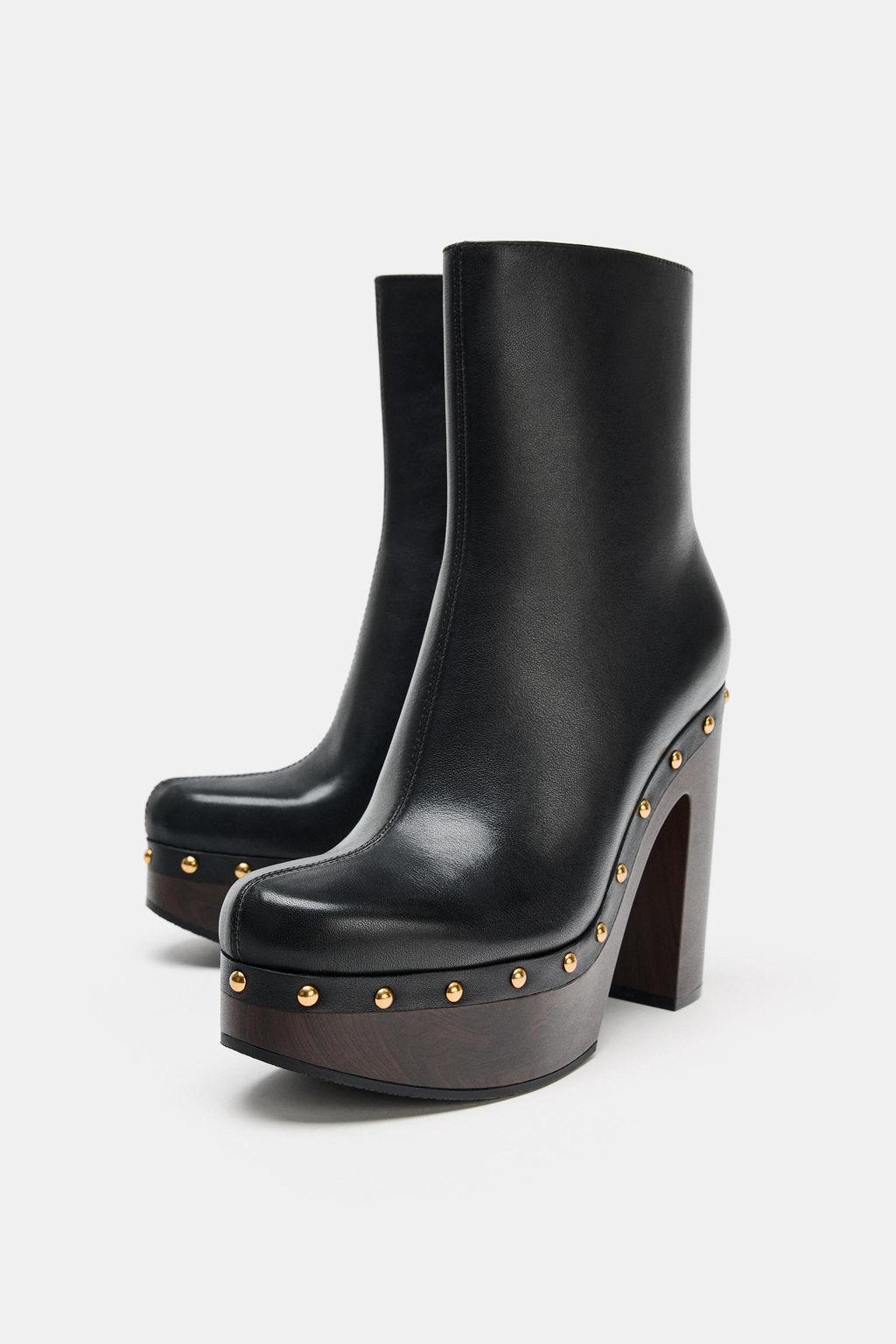 LEATHER PLATFORM ANKLE BOOTS - Zara фото 4