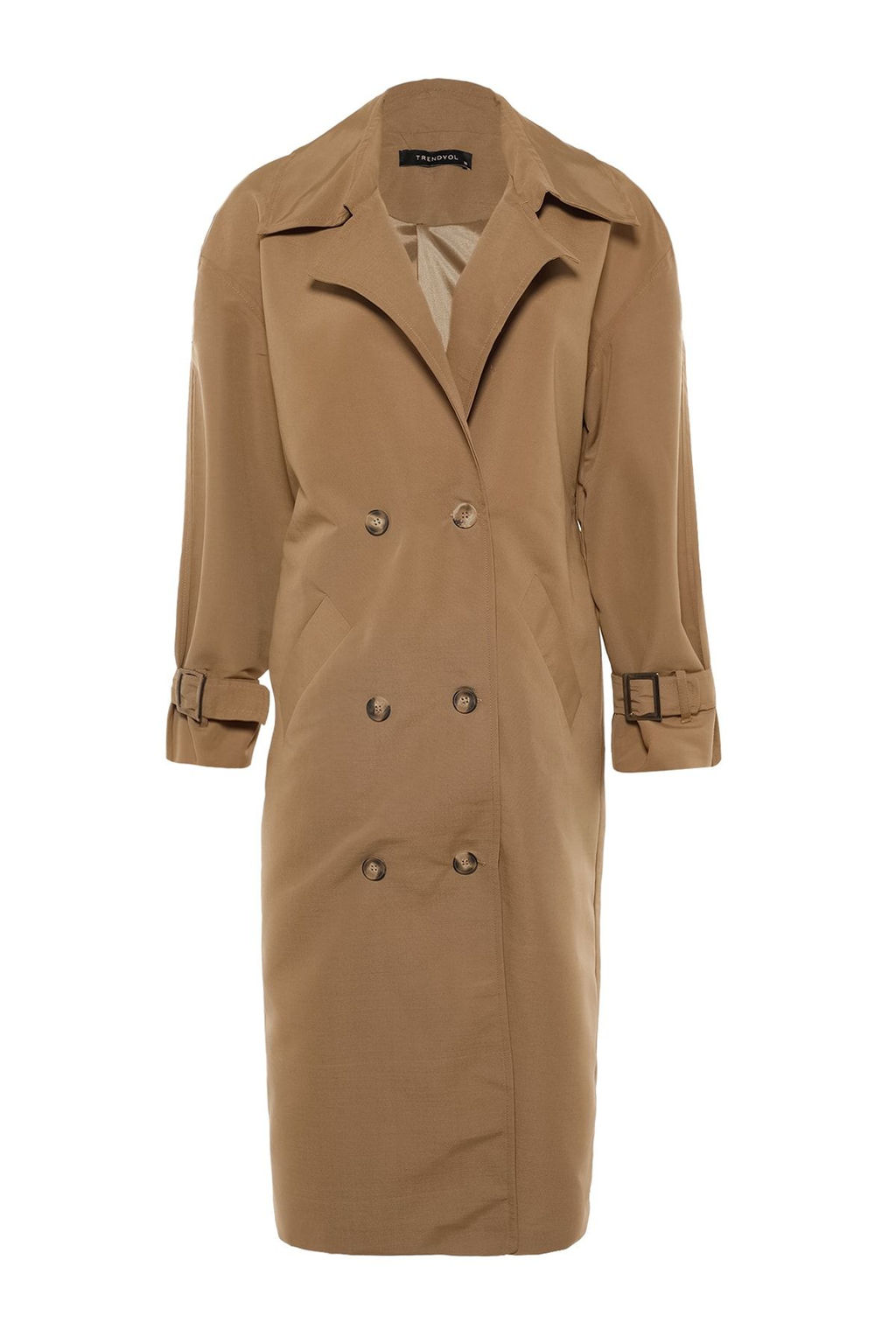 Trendyolmilla Haki Kemerli Ruzgarl?k Detayl? Su Itici Uzun Trenckot TWOSS21TR0005  фото 38