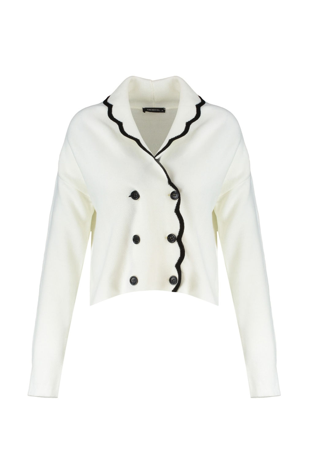 TRENDYOLMILLA Limited Edition Ekru Kruvaze Yaka Renk Bloklu Triko H?rka TWOAW22HI0359  фото 6