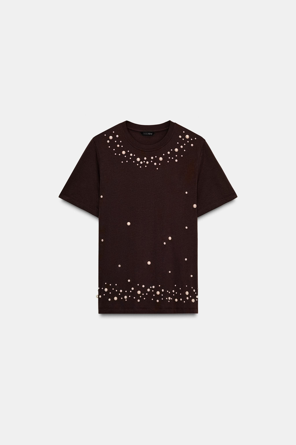 SHORT SLEEVE FAUX PEARL T-SHIRT - Zara фото 5