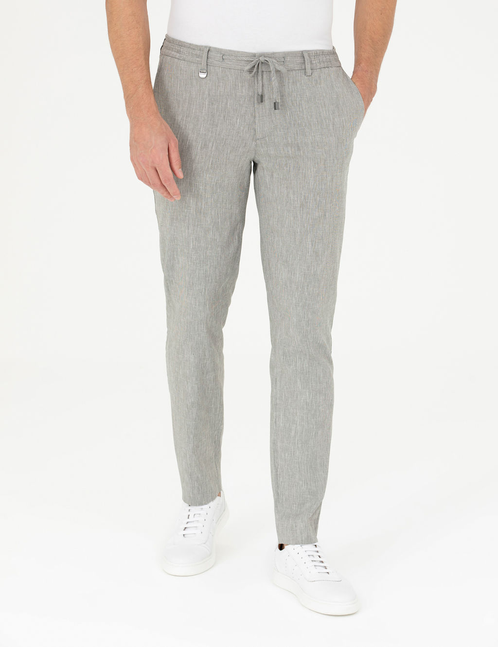 A__k Ye_il Ex. Slim Fit Keten Kar___ml_ Kuma_ Pantolon