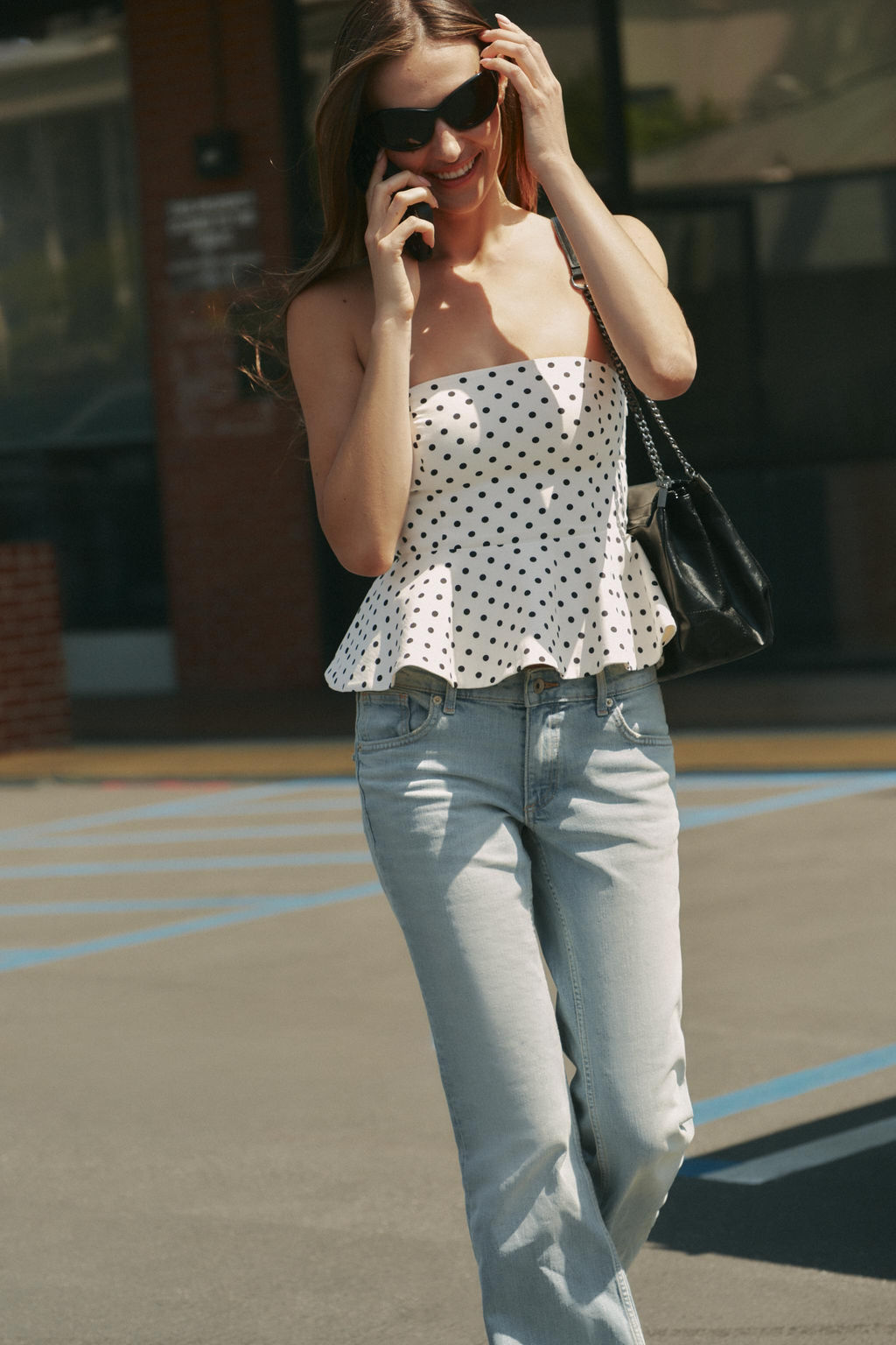 TOP PALABRA DE HONOR PEPLUM LUNARES / Crudo / Negro - Zara фото 3
