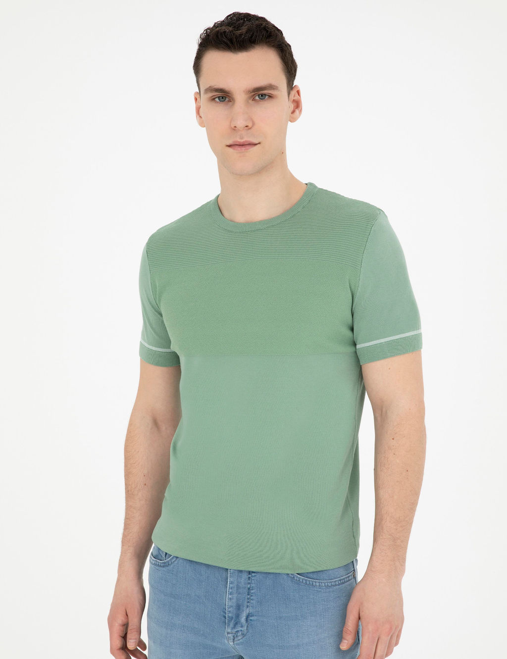 _a_la Slim Fit Bisiklet Yaka Triko Ti__rt