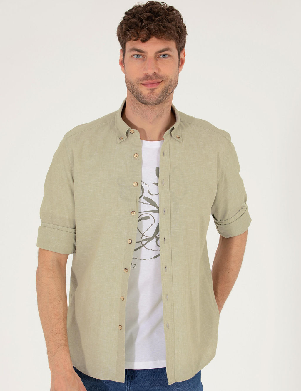 Haki Regular Fit Uzun Kollu G_mlek - Pierre cardin фото 2