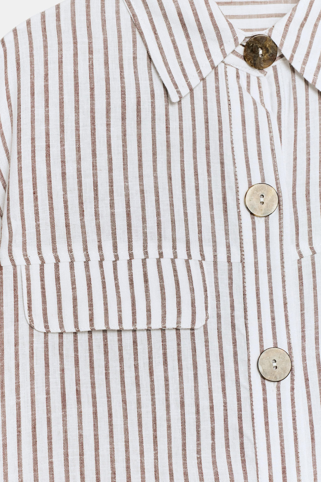 CAMISA RAYAS CON LINO / marron/blanco