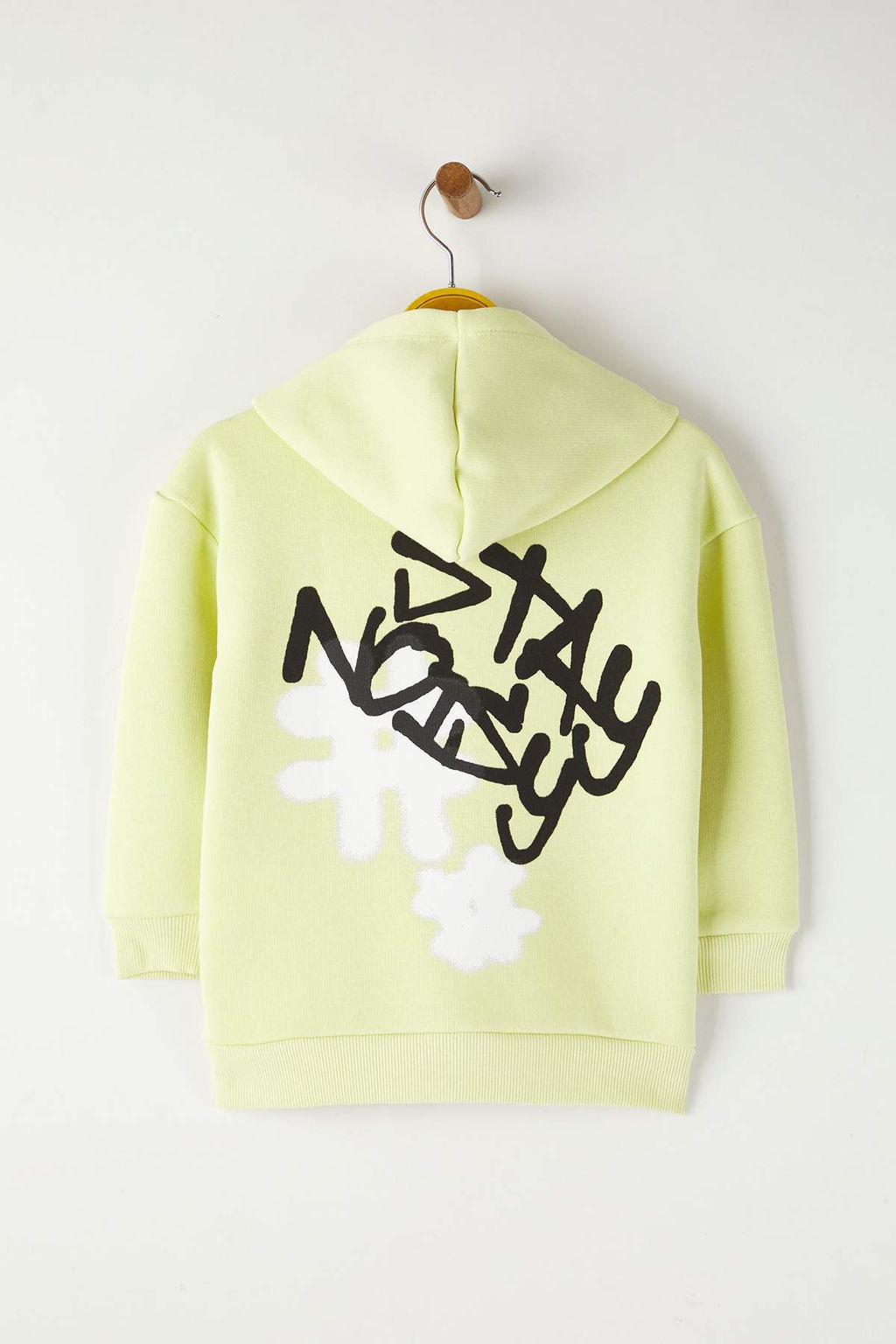 Sar? Pamuklu Bask?l? Kapusonlu Oversize Orme Kal?n/Ici Polarl? Unisex Sweatshirt TKDAW26SW00045 - Trendyolmilla фото 6