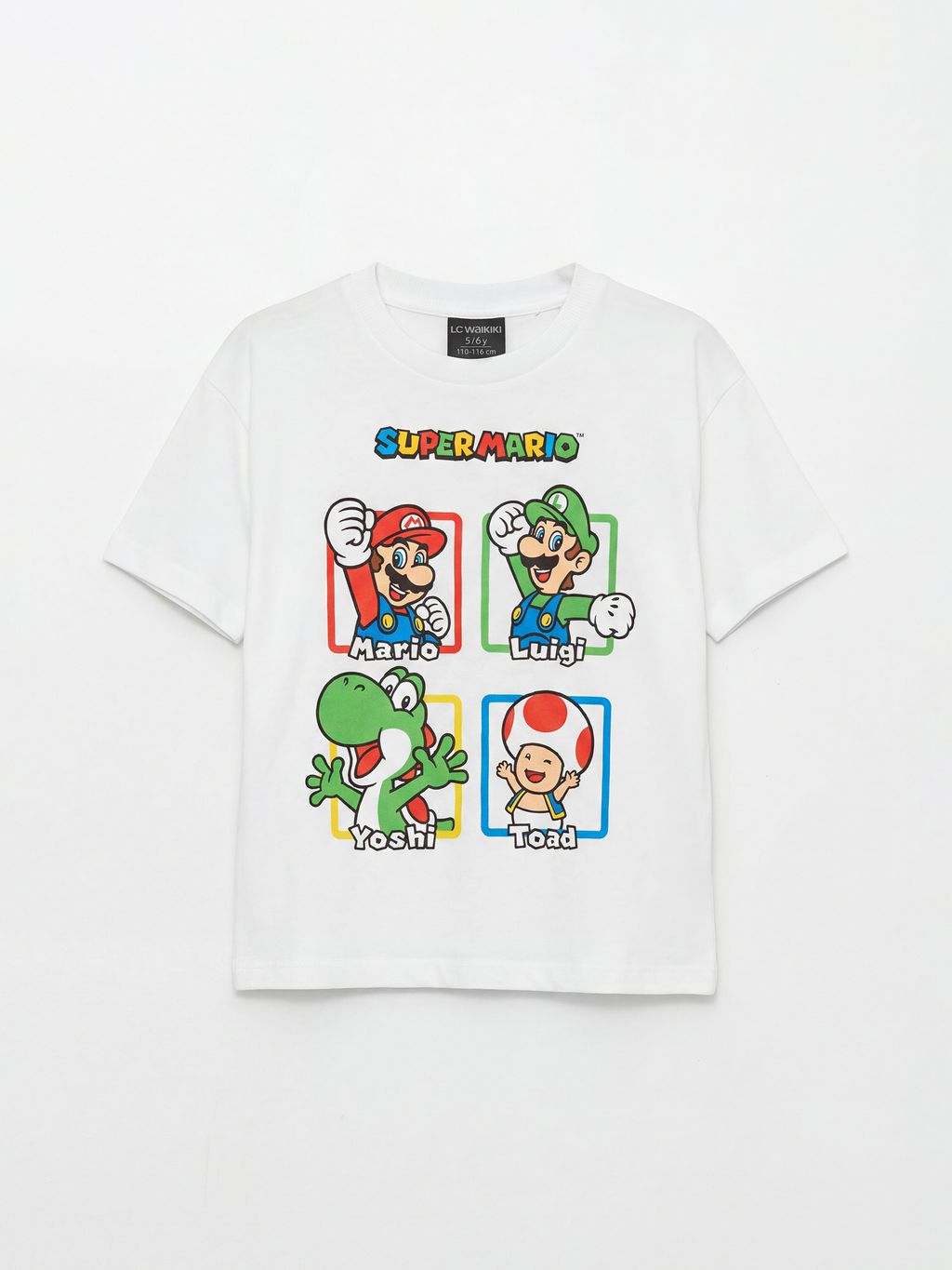 Bisiklet Yaka Super Mario Bask?l? Erkek ?ocuk Ti??rt