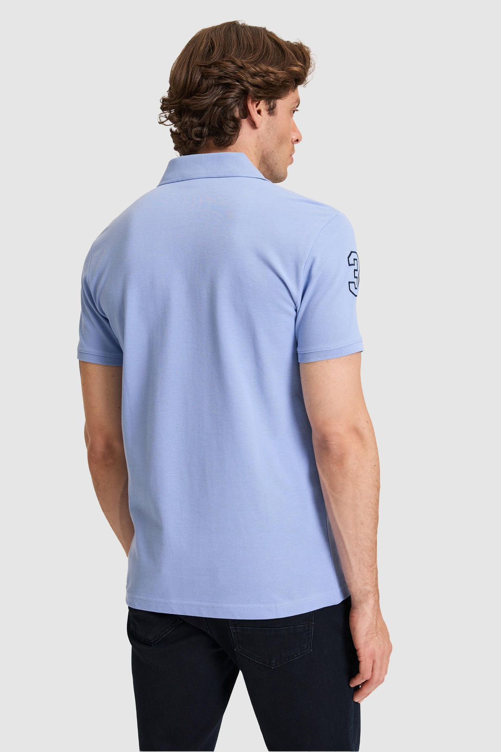 Erkek Slim Fit Polo Yaka Mor Basic Ti__rt