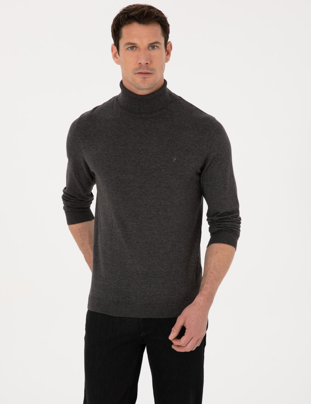 F_me Slim Fit Pamuk Kar___ml_ Bal_k__ Yaka Basic Triko Kazak