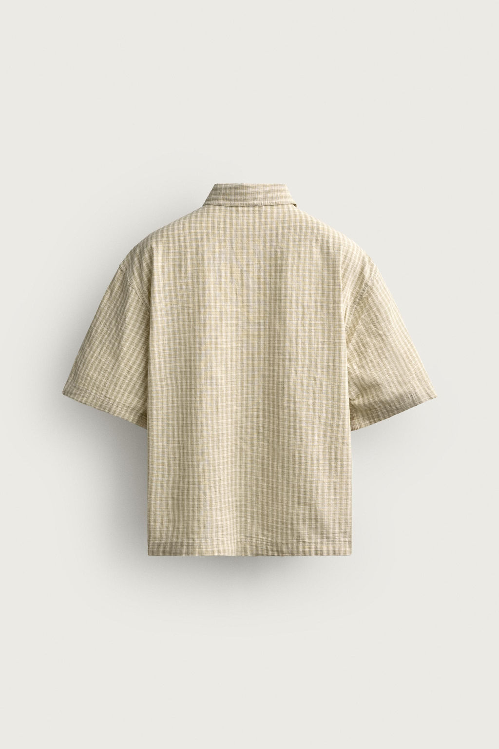 CAMISA BOXY FIT CUADROS / Blanco / Verde