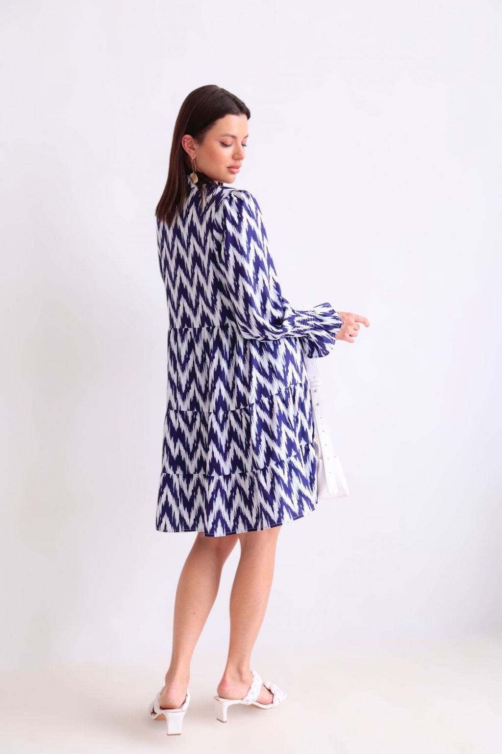 Martichelli Платье зиг-заг бело-синее  фото 17