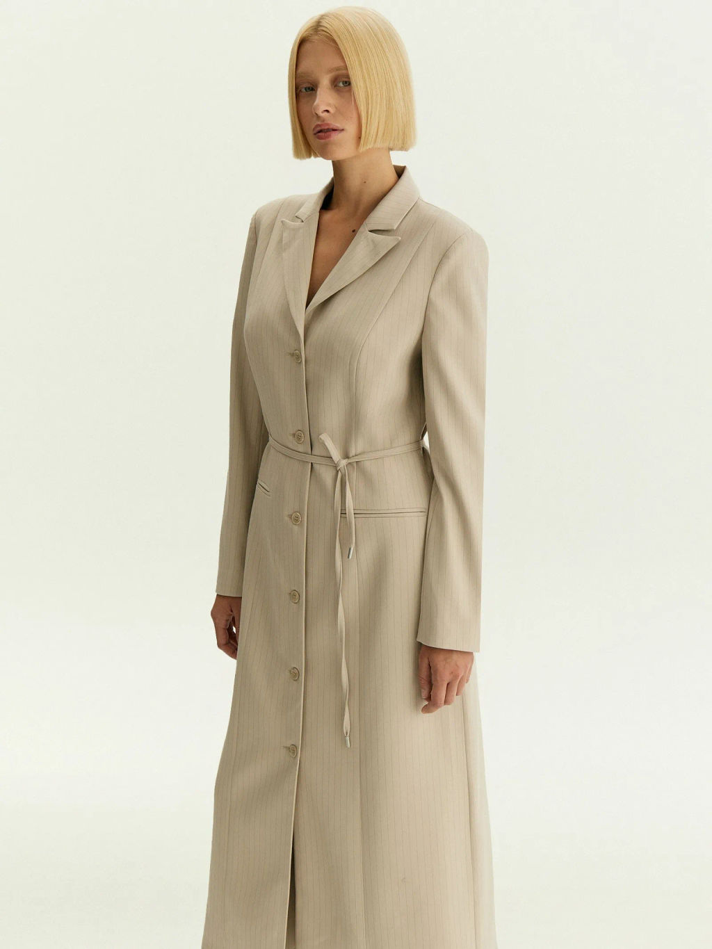 Жакет-платье макси в полоску, ML891/ginger - Emka фото 3