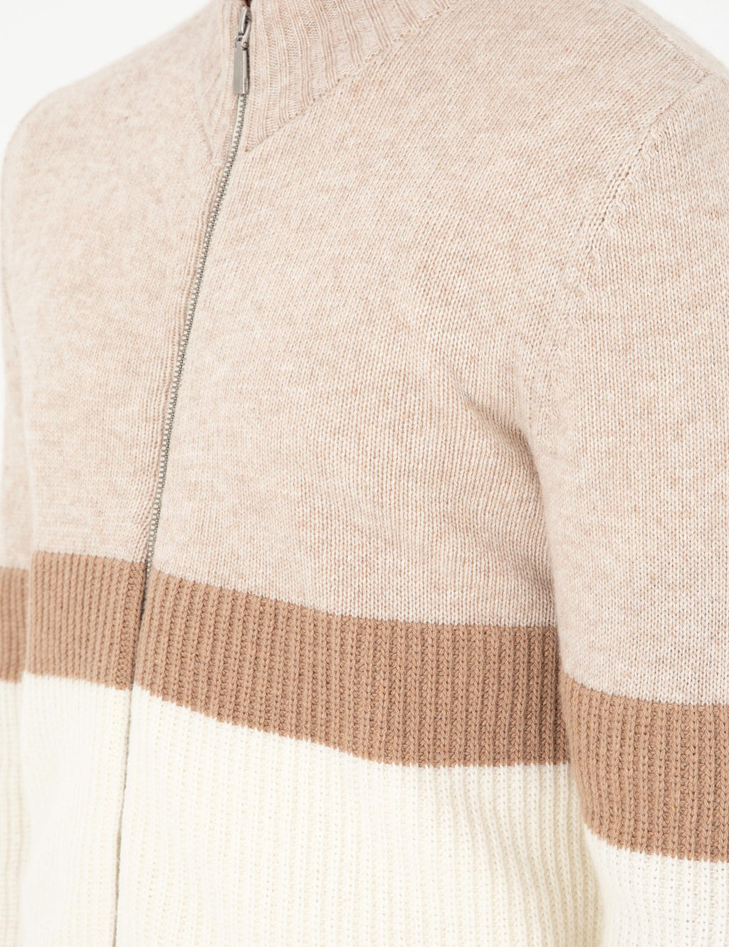 Ekru Regular Fit Y_n Kar___ml_ Fermuarl_ Triko H_rka - Pierre cardin фото 7