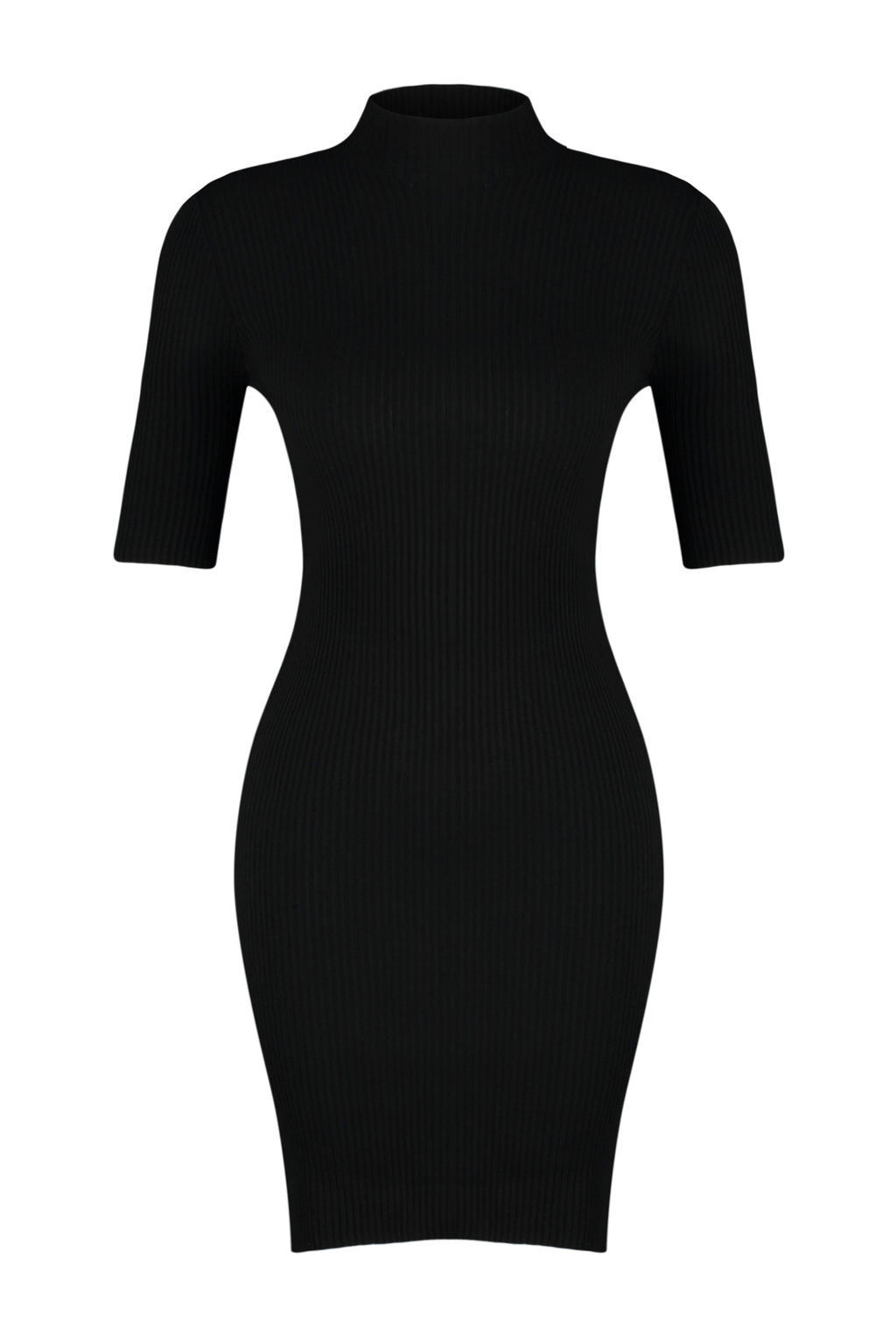 Siyah Min Dik Yaka Basic Triko Elbise TWOAW24EL00235 - Trendyolmilla фото 6