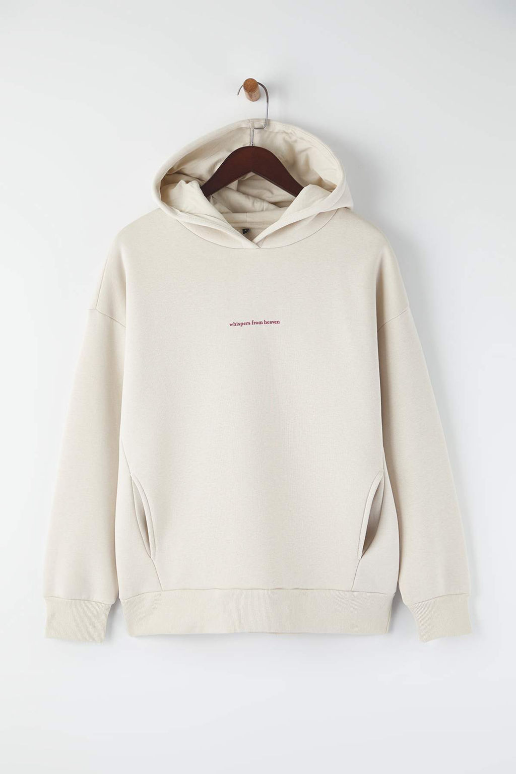 Teen Tas Kapusonlu S?rt Melek Bask?l? Kal?n Ici Polarl? Oversize Orme Sweatshirt TWOAW26SW00198 - Trendyolmilla фото 2