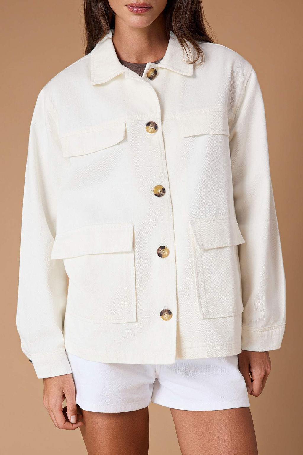 Ekru Cep Detayl? Oversize Denim Ceket TWOSS26CE00030 - Trendyolmilla фото 3