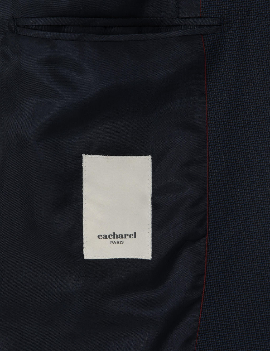 Lacivert Slim Fit Mikro Desenli Mono Yaka Tak_m Elbise - Cacharel фото 6