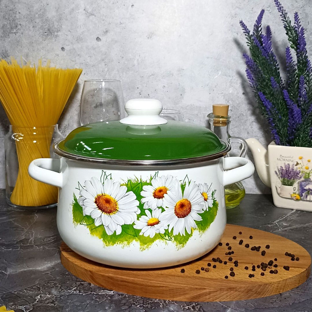 Кастрюля 2.0л конич. Ромашки белосн.1с45я