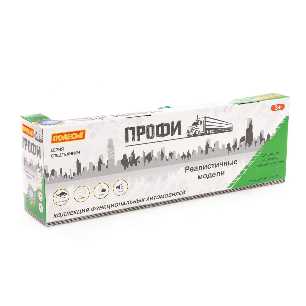 Профи, автомобиль-лесовоз с прицепом инерционный (со светом и звуком) (зелёный) (в коробке) - Полесье фото 6