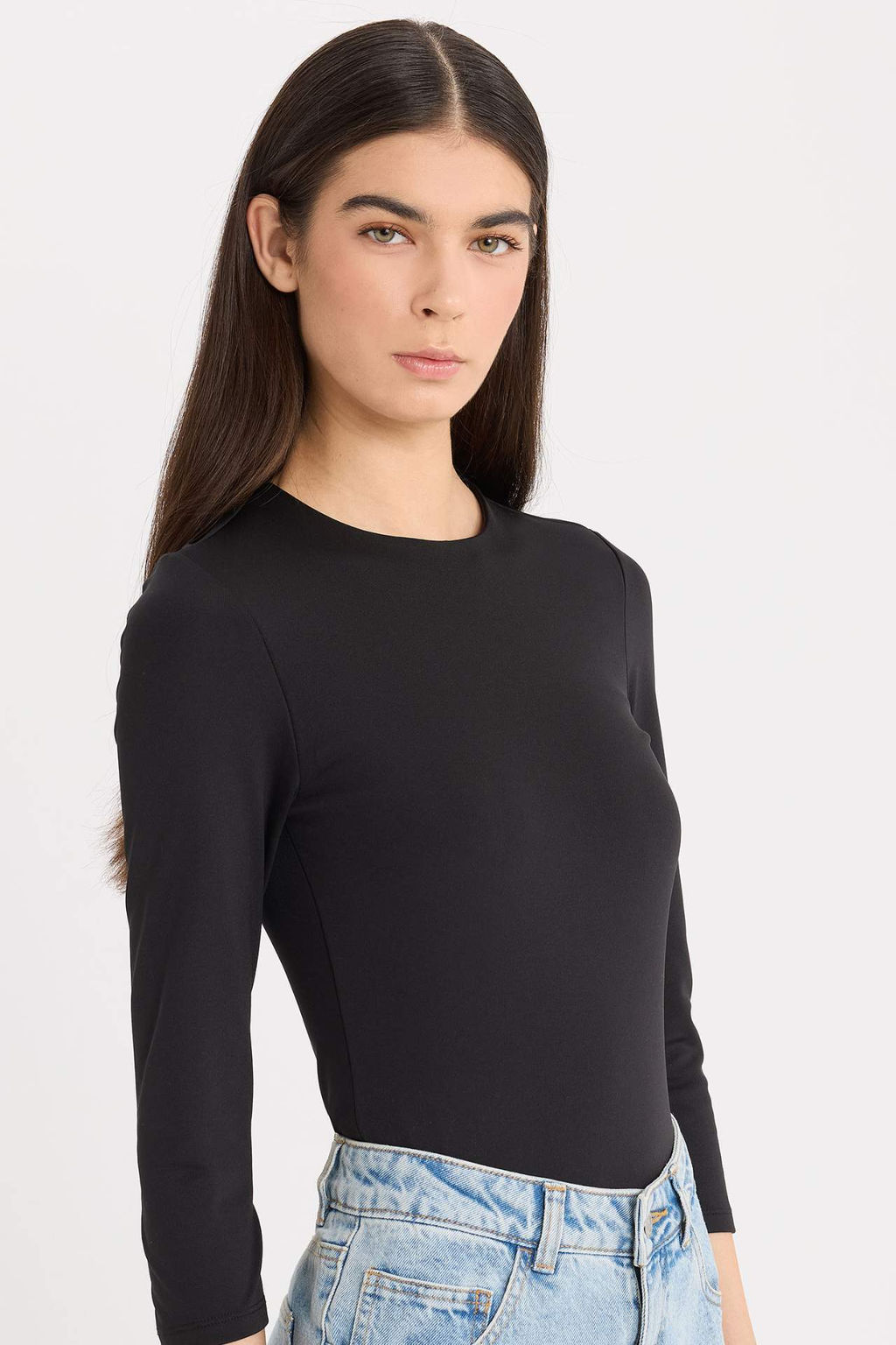 Regular Fit Bisiklet Yaka Basic Duz Yar?m Kollu C?tc?tl? Body - Defacto фото 2
