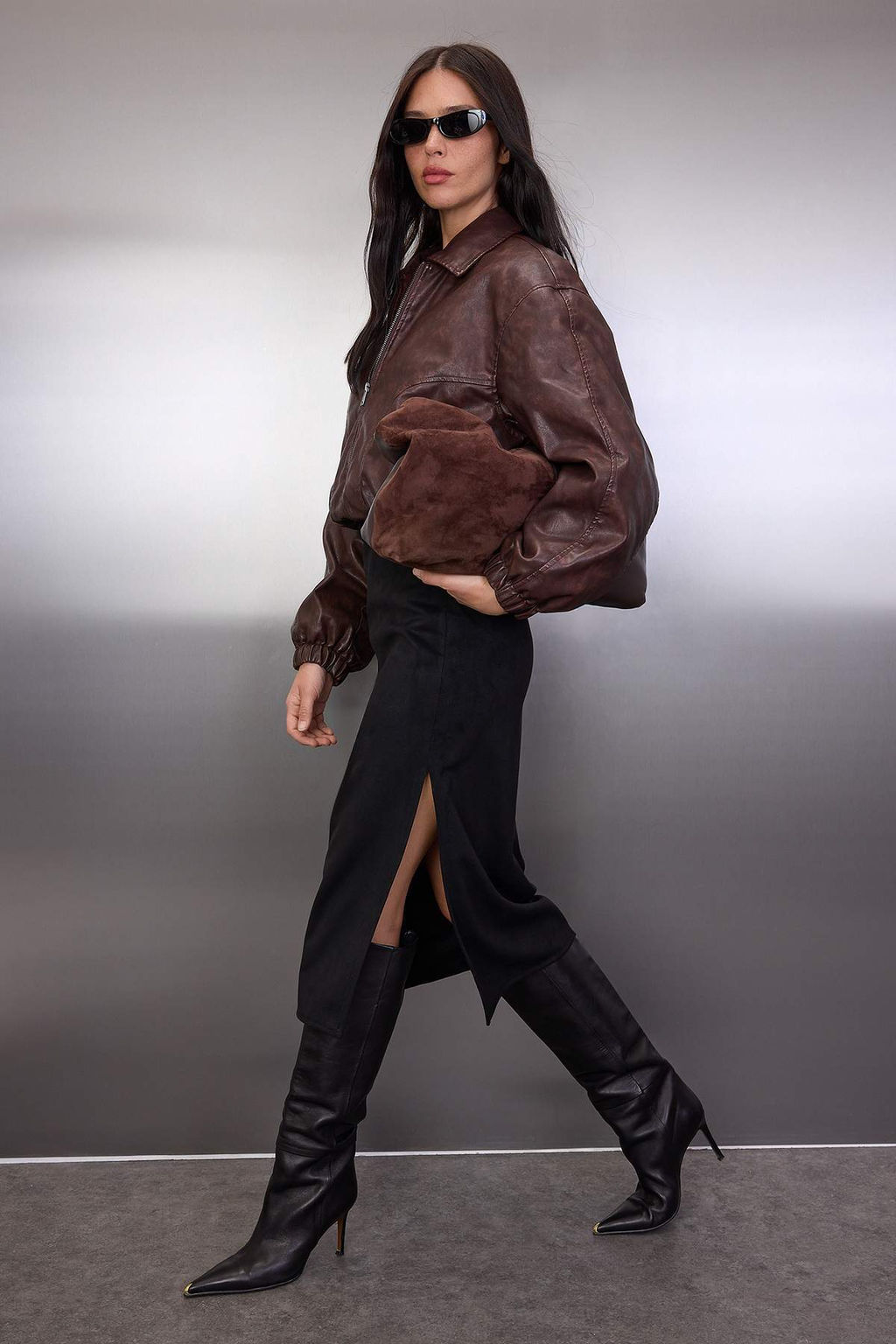 Haki Suet Midi Kalem Orme Etek TWOAW26ET00018 - Trendyolmilla фото 8