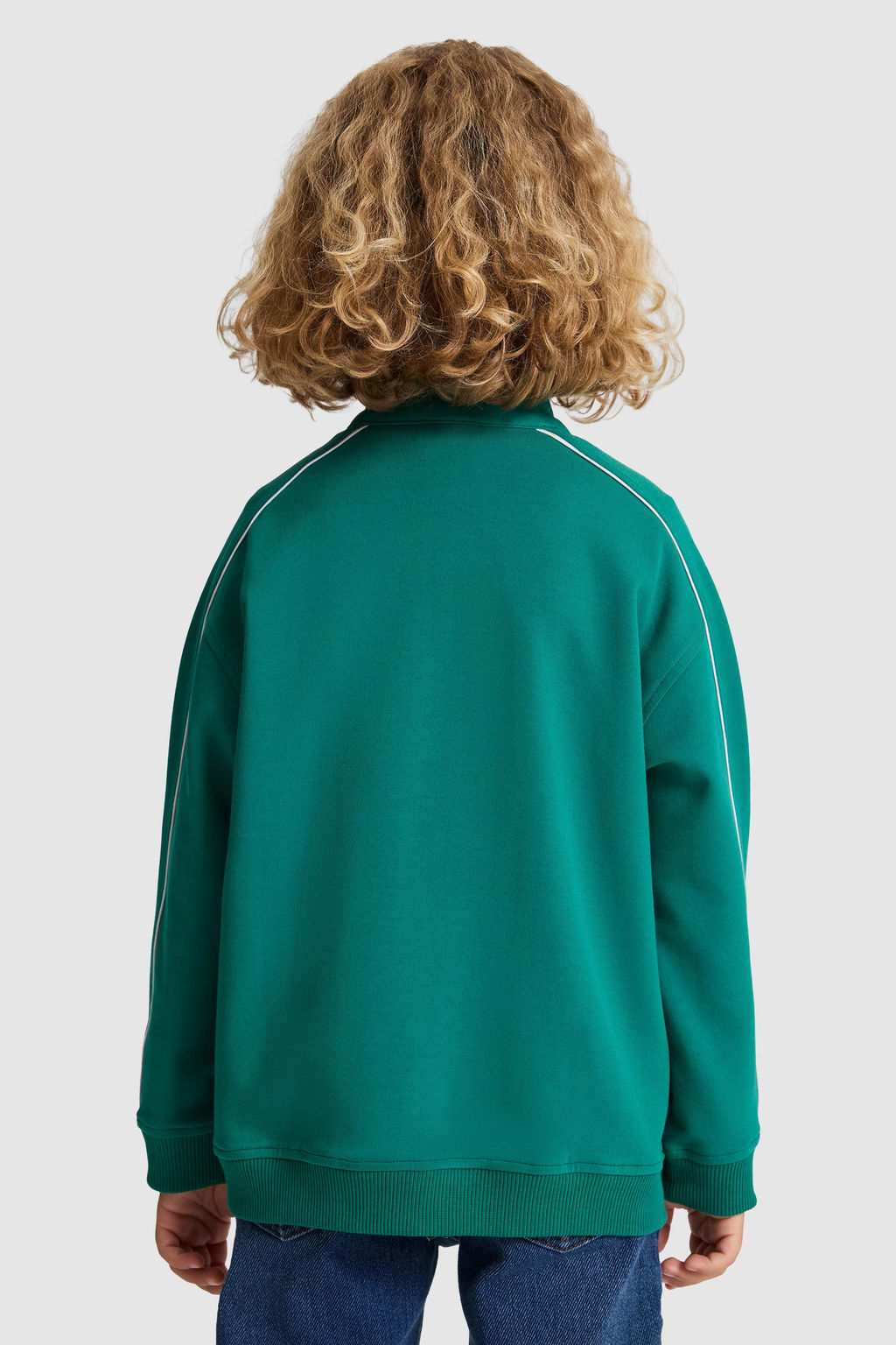 Erkek _ocuk Koyu Ye_il Fermuarl_ Sweatshirt