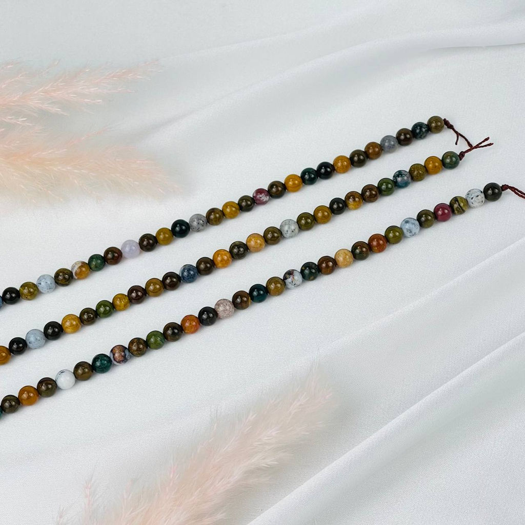 Бусины для украшений из океанической Яшмы (60 бусин) 39 см