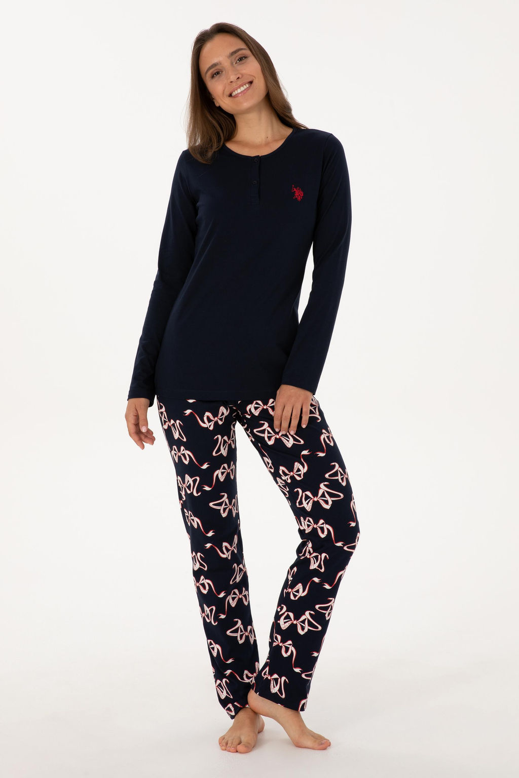 Kad_n Lacivert Pijama Tak_m_ Sepette S_rpriz _ndirim - U.s. polo assn фото 4