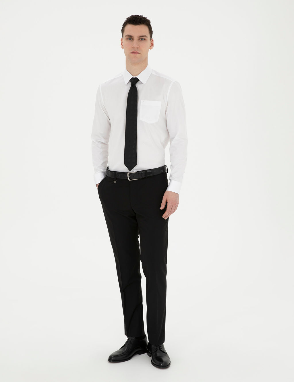 Beyaz %100 Pamuk Parlak Saten Regular Fit Uzun Kollu Basic G_mlek