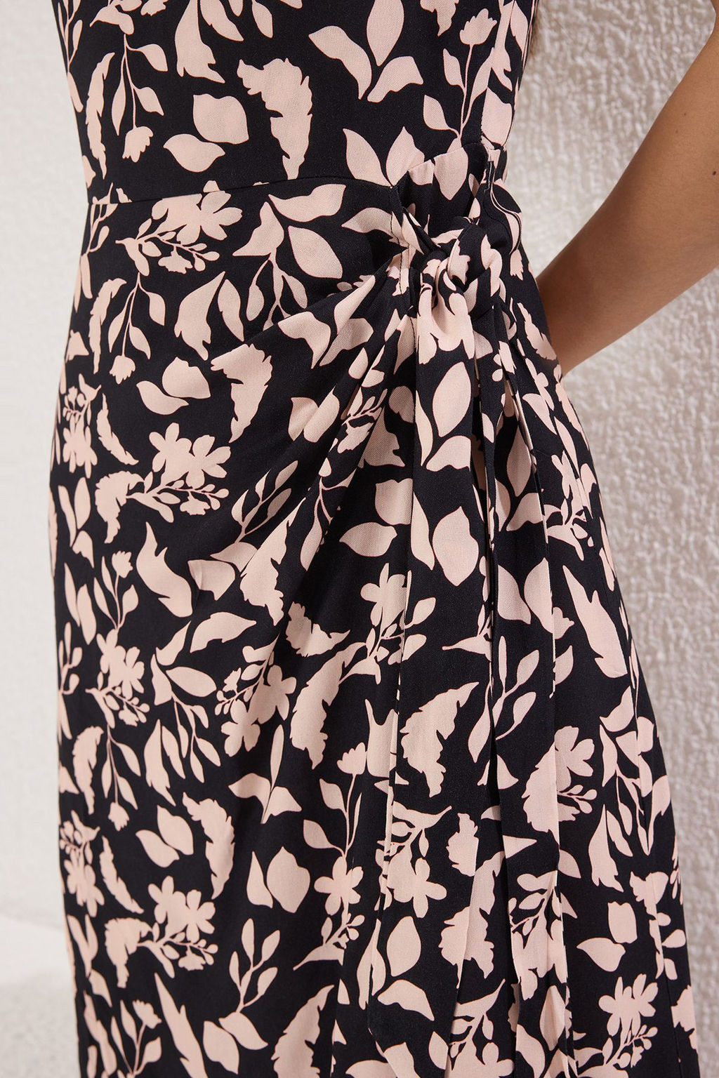 Siyah Cicekli Midi Dokuma Elbise TWOSS25EL00715 - Trendyolmilla фото 3