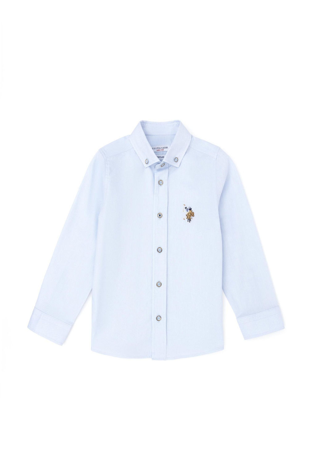 Голубая базовая рубашка с длинным рукавом для мальчика Неожиданная скидка в корзине