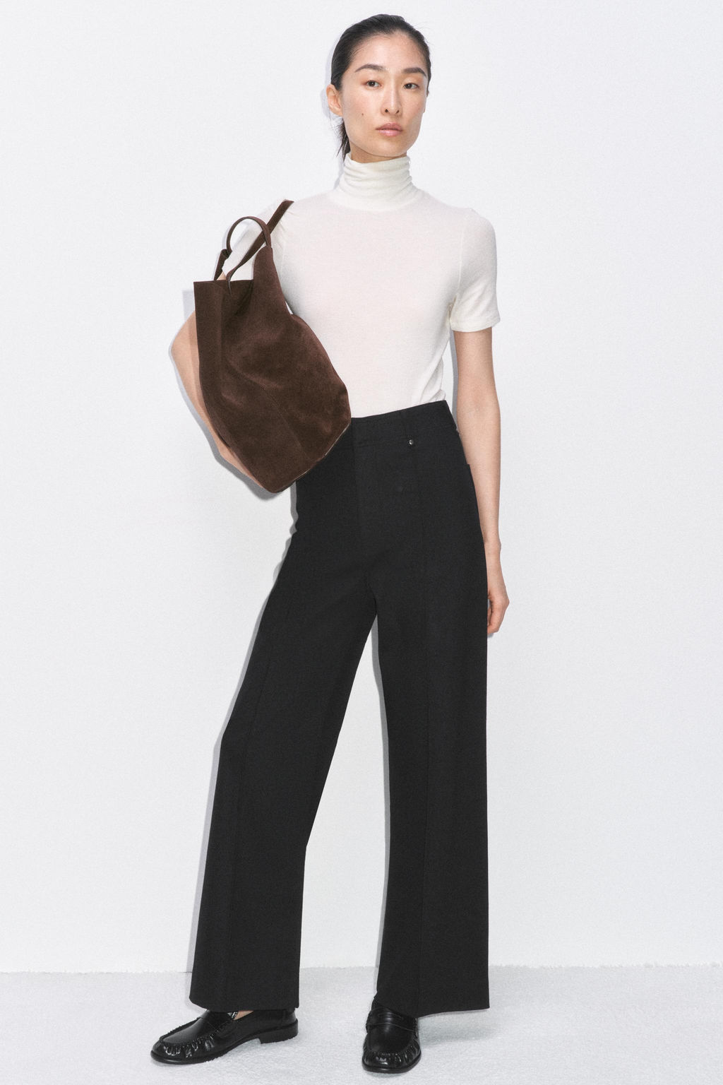 JEANS ZW COLLECTION TAILORED WIDE LEG TIRO ALTO / Negro