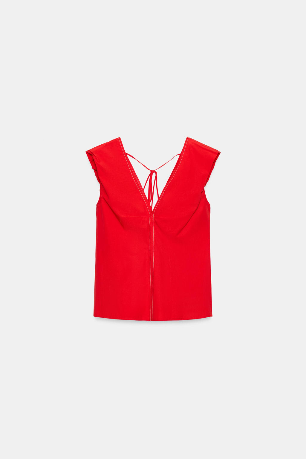 CUERPO POPEL?N PESPUNTES CONTRASTE / Coral rojo - Zara фото 9