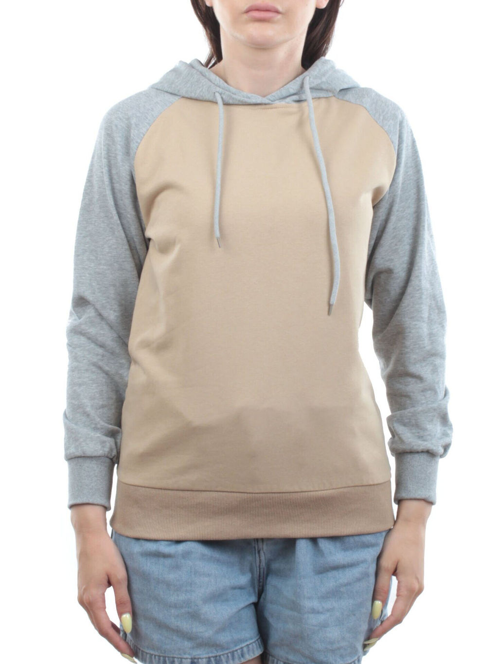 E103 BEIGE/GRAY Толстовка женская (хлопок 90%, полиэстер 10%)