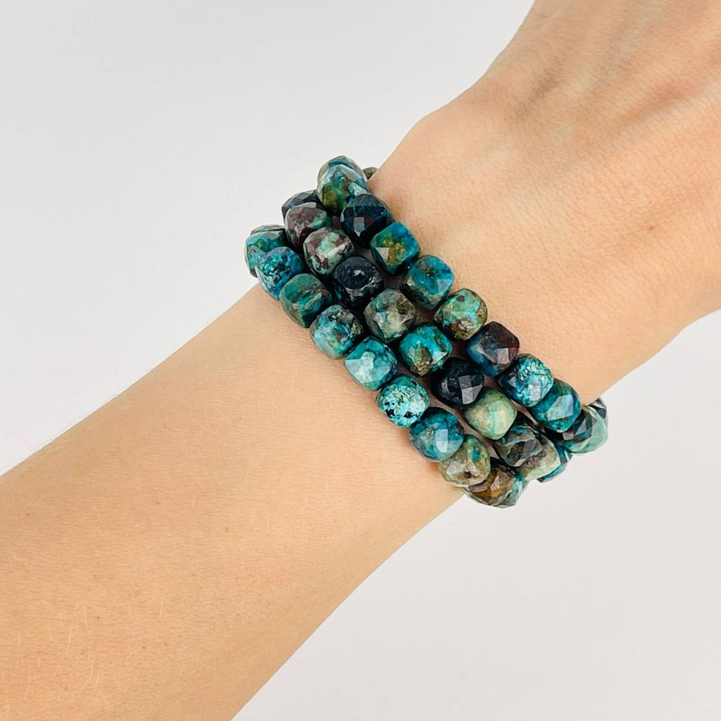 Бусины для украшений из Хризоколлы (58 бусин) 38 см