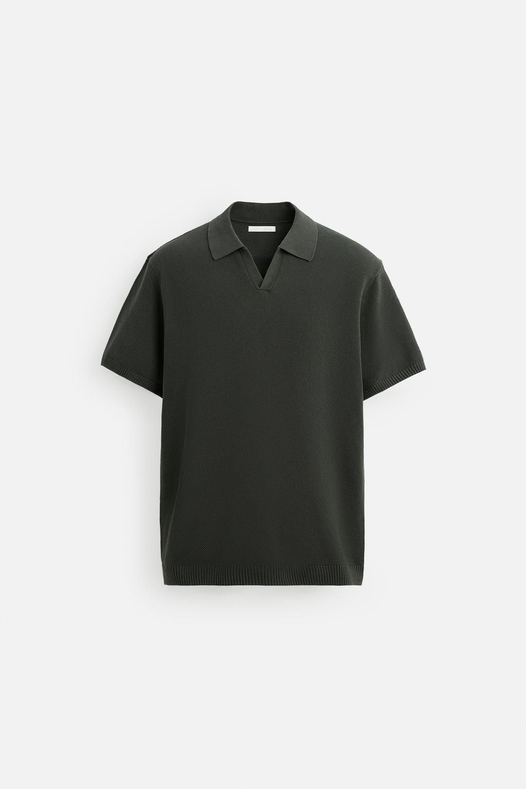 TEXTURED KNIT POLO SHIRT - Zara фото 17
