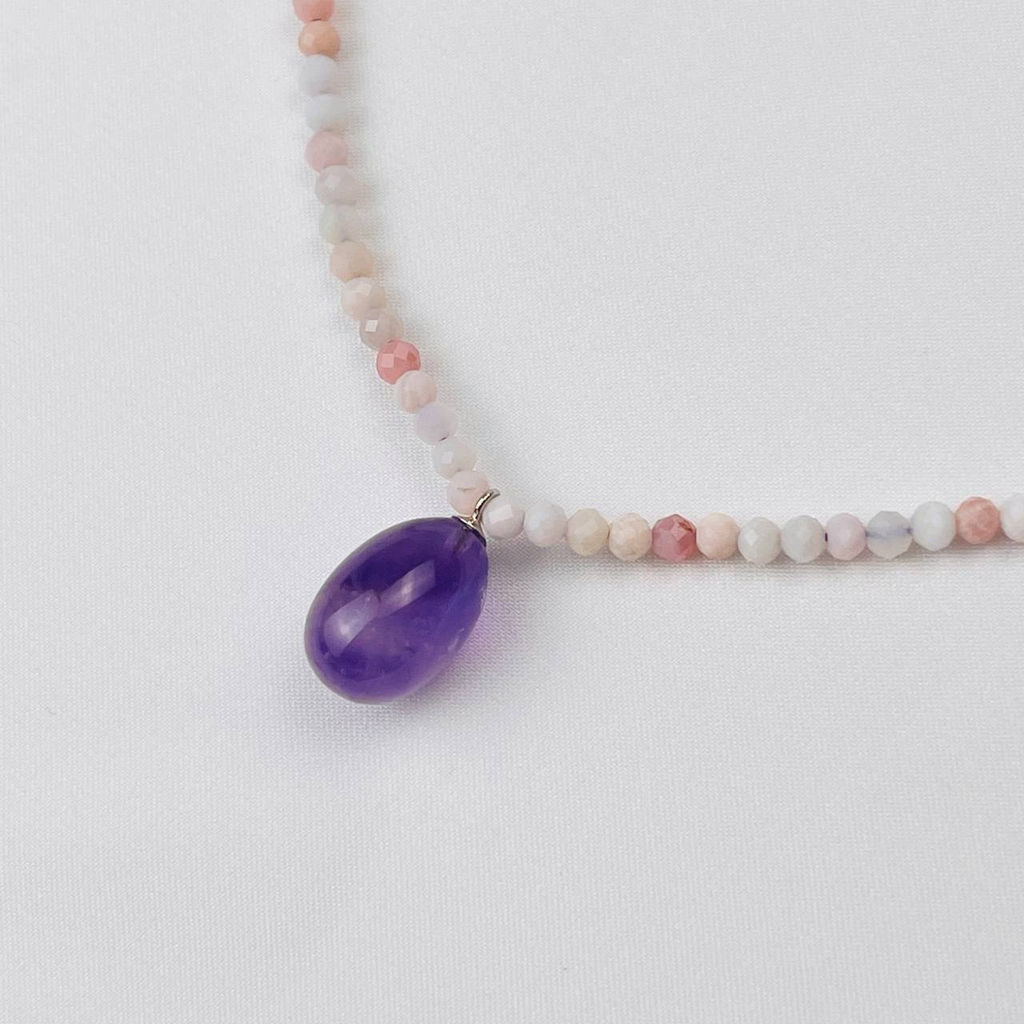 Чокер из Аметиста и Опала с кулоном 40 см +