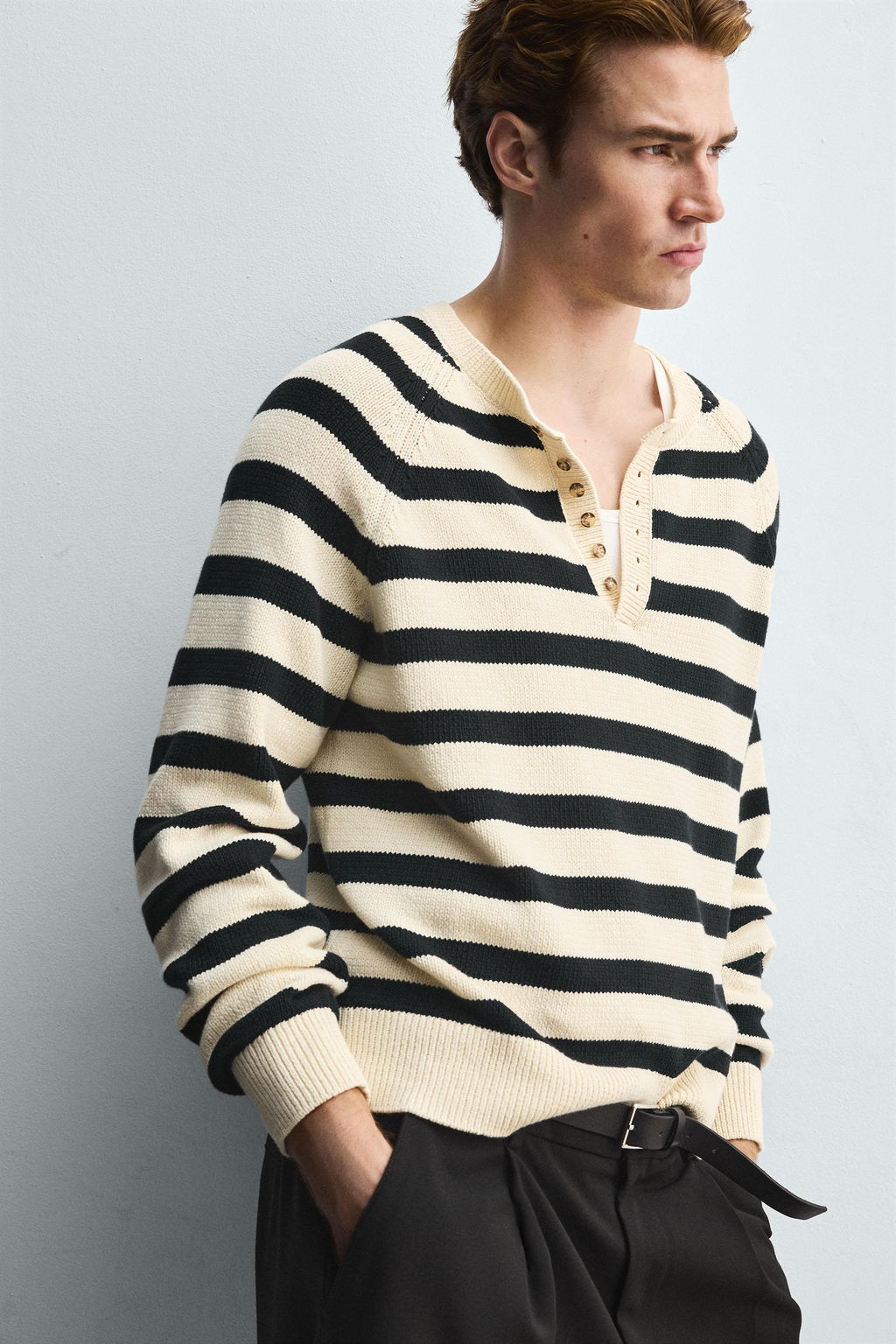 STRIPED HENLEY SWEATER - Zara фото 5
